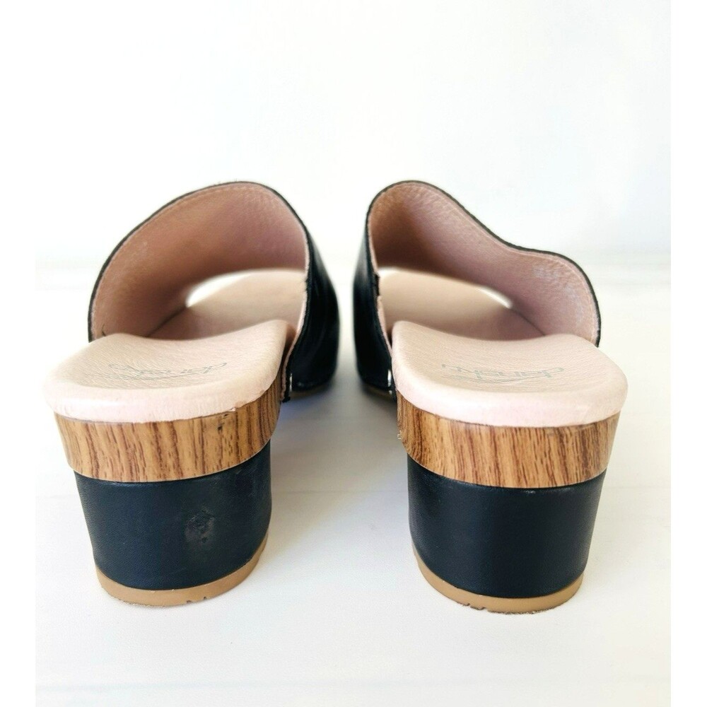Dansko Ravyn Peep Toe Leather Mule Slide Sndal Slip On Clog Black Sz 39 US 8-8.5 - Picture 6 of 7